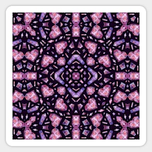 Crystal Hearts and Flowers Valentines Kaleidoscope pattern (Seamless) 10 Sticker